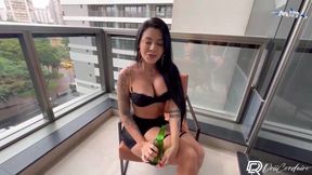 Amateur mummy Morena safada gets wet with neighbor on balcony - super-hot XXX porn!