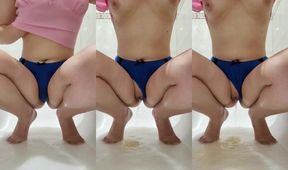 Tight pussy gushing golden shower dripping wet piss stream
