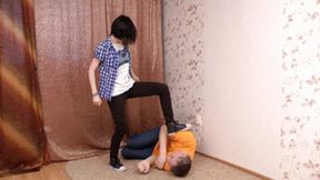 Man suffers when emo girl walks oh his body, vf0642h 720p