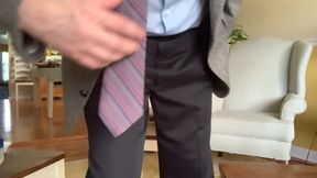 Sexy daddy Mark jerking off in suit and wearing gold toe socks