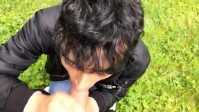 One Day with My Stepbrother in the Park - Suck, Jerk Piss Together, Cum