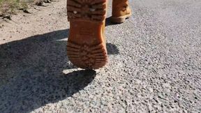 Giantess Walking in Timberland PRO boots on Pavement