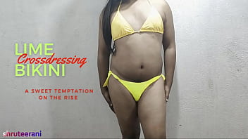 LIME BIKINI - CROSSDRESSING BY INDIAN SHEMALE - PART 1