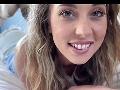 POV fuck with my hot American Blonde stepsister in tiny shorts