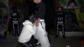 3856 french slut used hard during the night of hjalloween in the night ourdoor