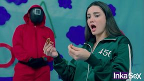 SQUID GAME - Victoria carmargo bsile rompe la galleta en el juego del calamar y es follada por su carnoso y rosado co&ntilde_o.