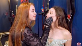 Mistress Elysia SLAMS Slave Mila Against Wall to Hand Smother Her Face, Ending in Steamy Lesbian BDSM Kiss! (4K)