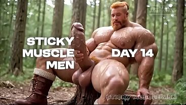 Sticky Muscle Men Day 14 Preview, AI-Generated Muscle Guys, Big Dicks, Big Cum Loads