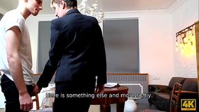 TUTOR4K. Sexy mature teacher and y. man become lovers during class