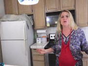 Milking stepson in the kitchen before his date
