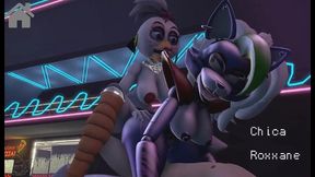 fun night at freddy s [ fnaf parody hentai game pornplay ] ep.2 security guard having a threesome with chica and roxxane