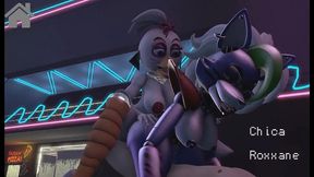 fun night at freddy s [ fnaf parody hentai game pornplay ] ep.2 security guard having a threesome with chica and roxxane