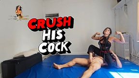 I spank and crush his cock with my feet