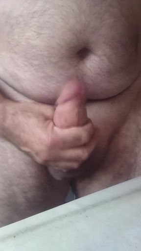 Handsome Mature Chubby with Big Fat Cock Masturbating with His Very Hard Cock Until He Cums a Lot