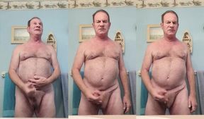 Daddy's thick load gushes all over his greedy hand raw dirty talk
