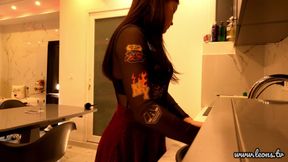 Hot Sexy Big Ass Brunette College Girl in Mini Skirt Takes Her Underwear off to Flash Her Meaty Tight Pussy