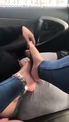 Using My Sexy Amateur Feet On My Boyfriends Tiny Dick In The Car  Kinky4Ever