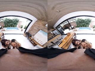 two Latin sweetheart Shemales on Your Ramrod at Once in VR 3some
