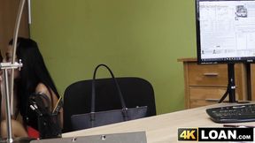 ”Horny hottie Inga Devil spreads wide her legs for the loan officer to see her hung”