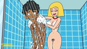 Stepmom Takes a Shower and Helps Stepson Empty His Balls of Sperm