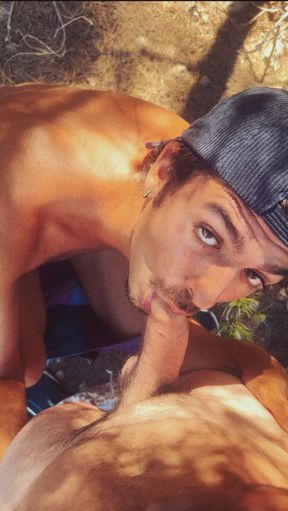 Gay couple has a good time outdoors