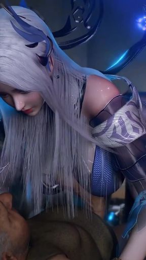 3D Big Boobs Super Cute Cosplay Model Cheating with Short Old Elf