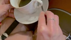 No panties in a cafe
