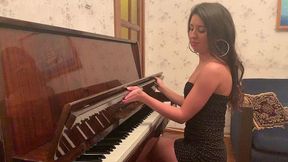 young katty west masturbating sitting on a piano