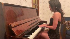 young katty west masturbating sitting on a piano
