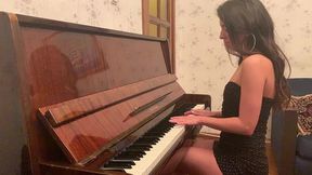 young katty west masturbating sitting on a piano