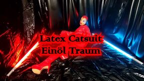 Latex Catsuit Dress up - Oiling the catsuit