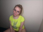 Nerdy Teen Rough Facefucked with Cum on Glasses