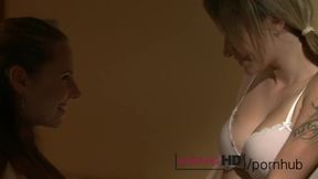 Smiling Zuzana Zeleznovova and Angel Piaff's tongues dirt