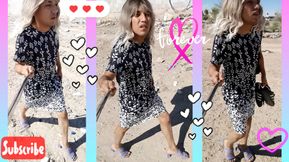 Cute cheap slut in thong dress and heels walks in public very hot
