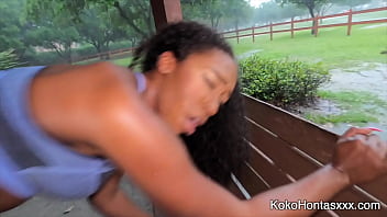 Public Park Personal Trainer gets her black cock sucked by her lesbian gym buddy