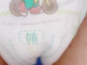 男の娘、パンパースのビッグサイズにおしっこ