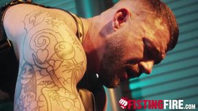 Bear muscle Drew Valentino destroys Tryp Bates hairy hole