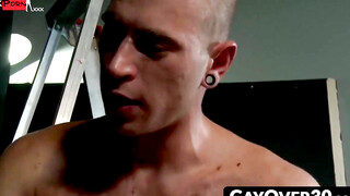 GayOver30.com - Alex Greene and Trey Turner raw fuck in an empty friends warehouse
