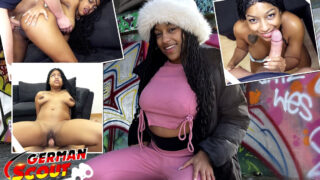 Svart hingst med massiv kuk plockar upp bystig tonåring Vicky Menage för hardcore assfucking och avsugning