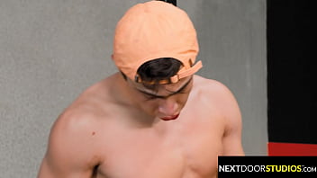 Gym Bro Gets Spit-Roasted by Muscular Studs - Next Door Buddies
