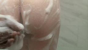 Stepdad's secret peek leads to a steamy shower fuck with his tight little