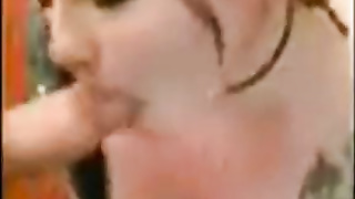 On her knees in living apartment gargling elder guy's jizz-shotgun til she gets a facial cumshot