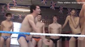 Handsome young men testing their brawn in the ring