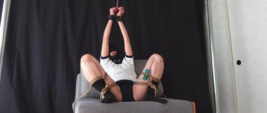 Girl in Bloomers, Restrained in an M-shape and Left Alone.