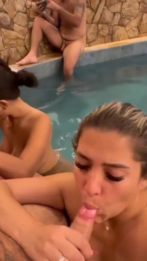 Stunning moment from &quot;Whoring ran wild in the pool, wife swapping and lots of oral sex!&quot;