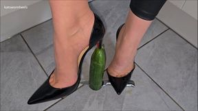 Cucumber Penis Sounding and Crushing With my Louboutin Iriza Heels