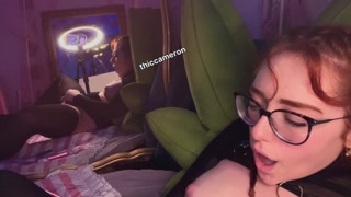 pretty redhead has orgasm while being fucked by machine