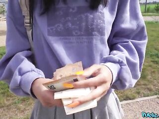 Cute Italian Pulls White BELT to one Side for My LARGE COCK - Public Agent