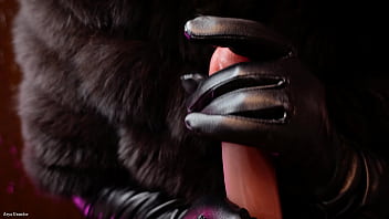 FREE video: handjob in leather gloves and fur and &quot_cum inside me&quot_ invitation (Arya Grander)