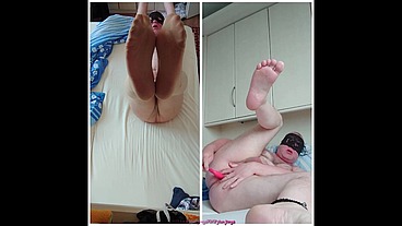Notgeile Collage mit Nylonjunge
